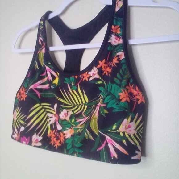 Old Navy Active Sports Bra M Women Go Dry Racer Back Tropical Floral Colorful - Picture 7 of 13